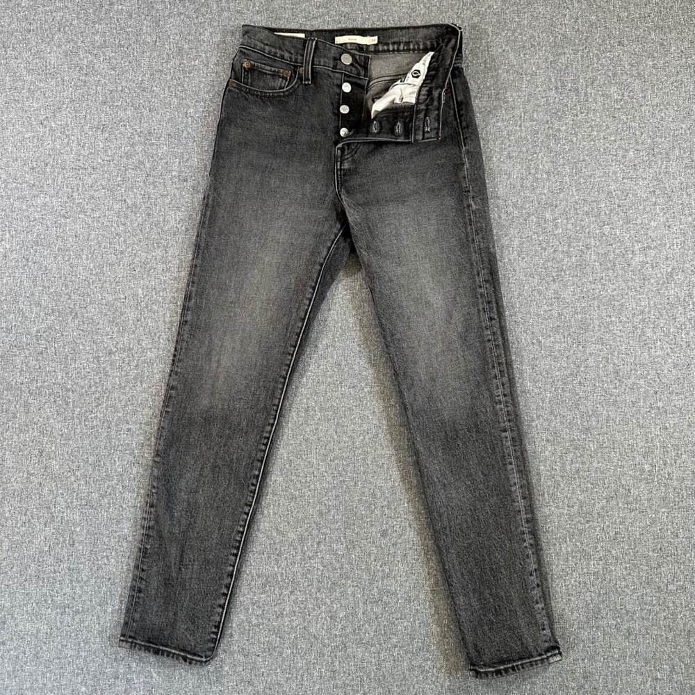 Levis Wedgie Straight Jeans Womens 24 High Rise Button Fly‎ Faded Black Denim